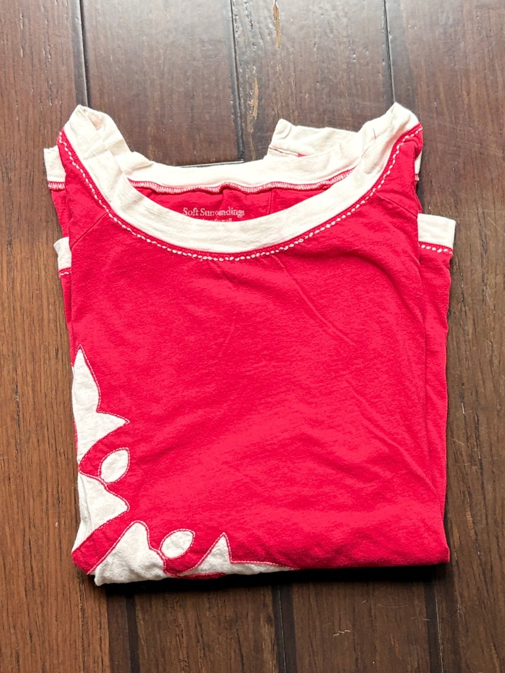 Tunic top Soft Surroundings women's Red XL linen cotton holidays festive - Picture 2 of 9